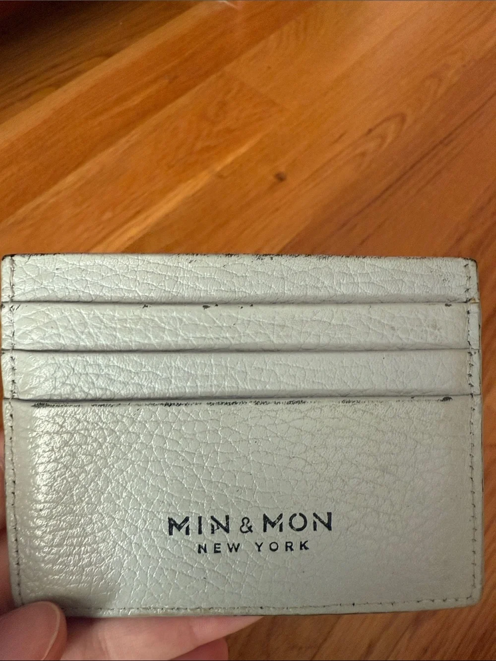 Min & Mon Leather Card Holder with Pink Octopus Appliqué